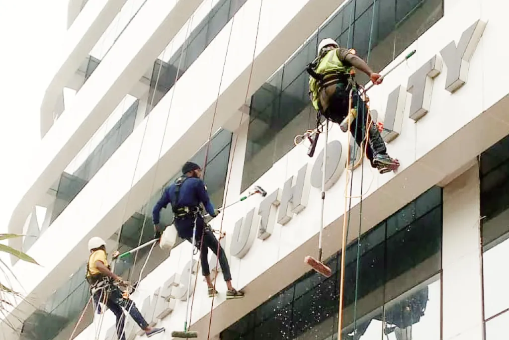 JuKaro team managing a high-rise facility exterior
