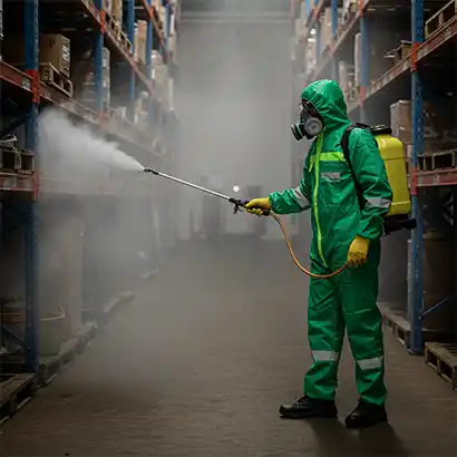 JuKaro fumigation specialist with spraying equipment
